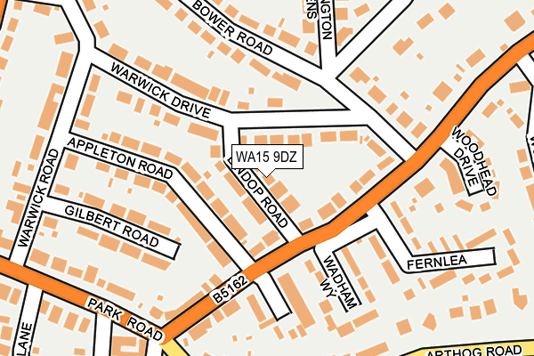 WA15 9DZ map - OS OpenMap – Local (Ordnance Survey)