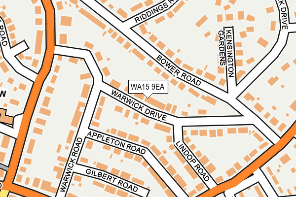 WA15 9EA map - OS OpenMap – Local (Ordnance Survey)