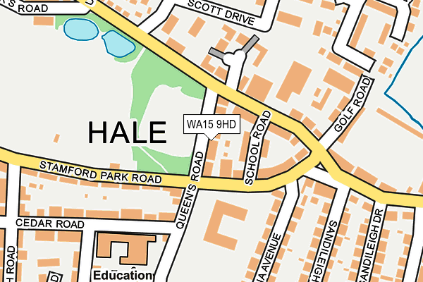 WA15 9HD map - OS OpenMap – Local (Ordnance Survey)
