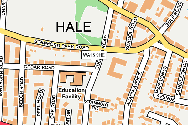WA15 9HE map - OS OpenMap – Local (Ordnance Survey)