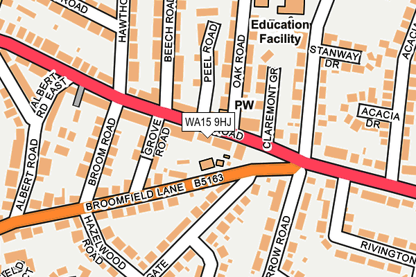 WA15 9HJ map - OS OpenMap – Local (Ordnance Survey)