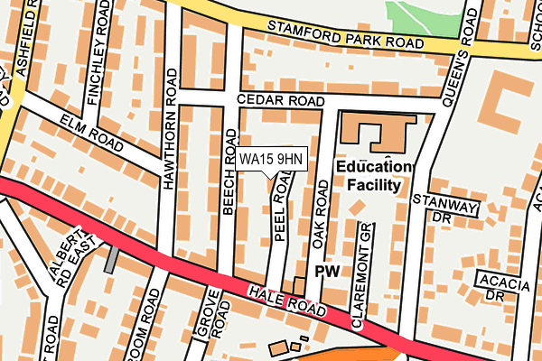 WA15 9HN map - OS OpenMap – Local (Ordnance Survey)