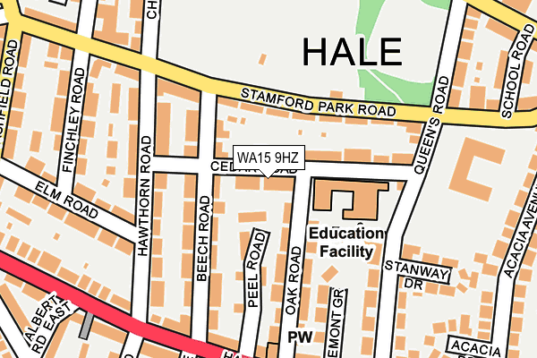 WA15 9HZ map - OS OpenMap – Local (Ordnance Survey)