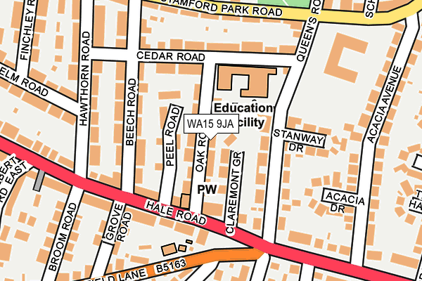 WA15 9JA map - OS OpenMap – Local (Ordnance Survey)