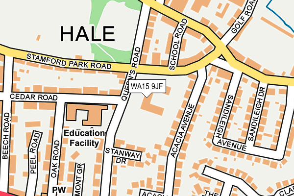 WA15 9JF map - OS OpenMap – Local (Ordnance Survey)