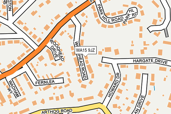 WA15 9JZ map - OS OpenMap – Local (Ordnance Survey)