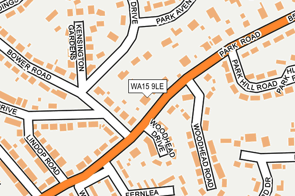 WA15 9LE map - OS OpenMap – Local (Ordnance Survey)