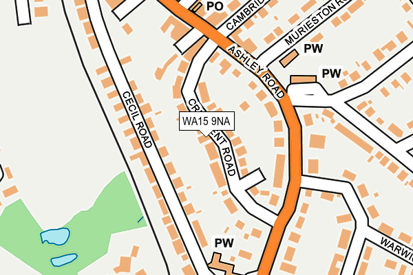 WA15 9NA map - OS OpenMap – Local (Ordnance Survey)