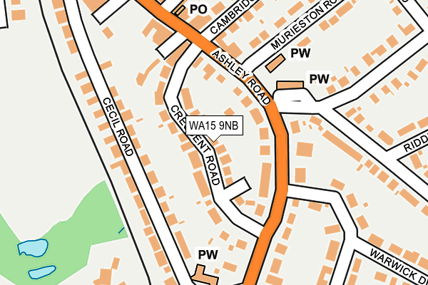 WA15 9NB map - OS OpenMap – Local (Ordnance Survey)