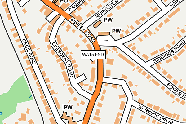 WA15 9ND map - OS OpenMap – Local (Ordnance Survey)