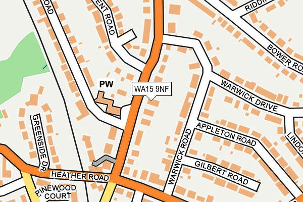 WA15 9NF map - OS OpenMap – Local (Ordnance Survey)
