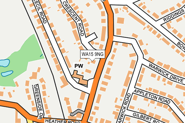 WA15 9NG map - OS OpenMap – Local (Ordnance Survey)