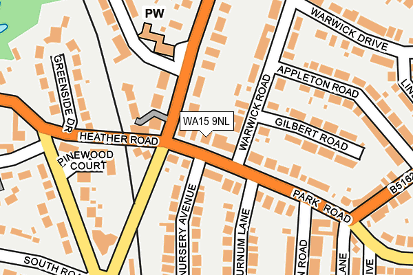 WA15 9NL map - OS OpenMap – Local (Ordnance Survey)