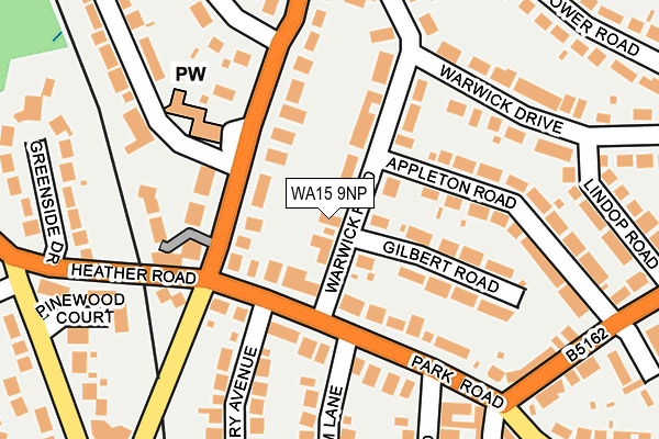 WA15 9NP map - OS OpenMap – Local (Ordnance Survey)
