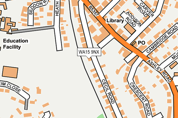 WA15 9NX map - OS OpenMap – Local (Ordnance Survey)