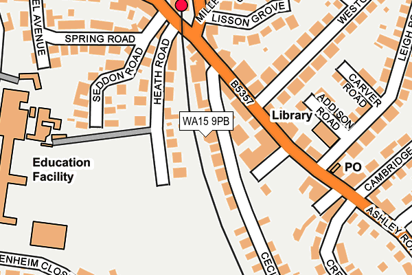 WA15 9PB map - OS OpenMap – Local (Ordnance Survey)