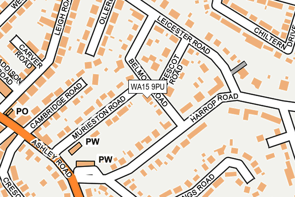 WA15 9PU map - OS OpenMap – Local (Ordnance Survey)