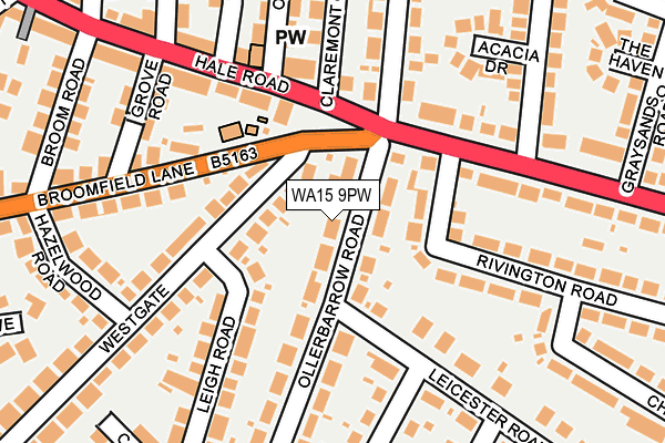 WA15 9PW map - OS OpenMap – Local (Ordnance Survey)