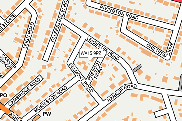 WA15 9PZ map - OS OpenMap – Local (Ordnance Survey)