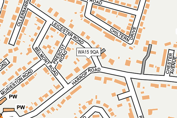 WA15 9QA map - OS OpenMap – Local (Ordnance Survey)