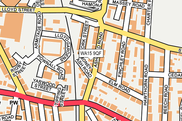 WA15 9QF map - OS OpenMap – Local (Ordnance Survey)