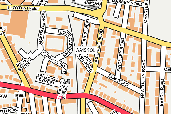 WA15 9QL map - OS OpenMap – Local (Ordnance Survey)