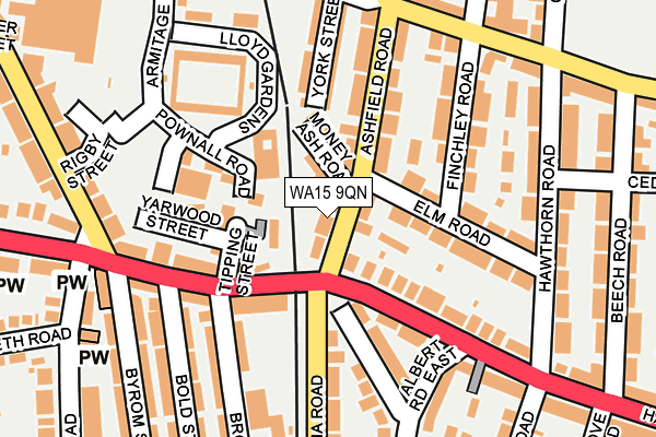 WA15 9QN map - OS OpenMap – Local (Ordnance Survey)