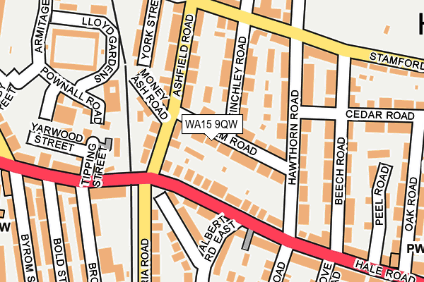 WA15 9QW map - OS OpenMap – Local (Ordnance Survey)