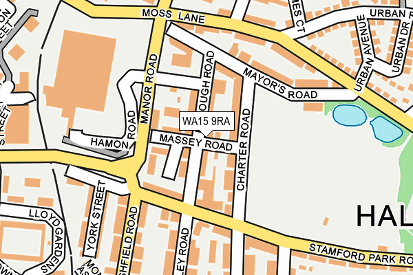 WA15 9RA map - OS OpenMap – Local (Ordnance Survey)
