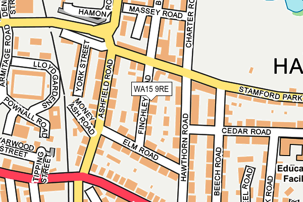 WA15 9RE map - OS OpenMap – Local (Ordnance Survey)