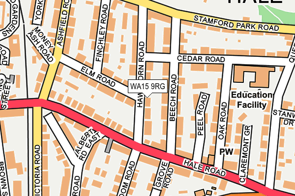 WA15 9RG map - OS OpenMap – Local (Ordnance Survey)