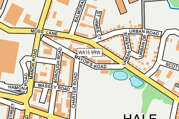 WA15 9RW map - OS OpenMap – Local (Ordnance Survey)