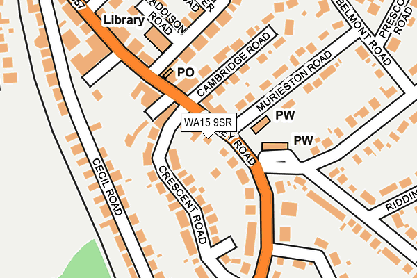 WA15 9SR map - OS OpenMap – Local (Ordnance Survey)