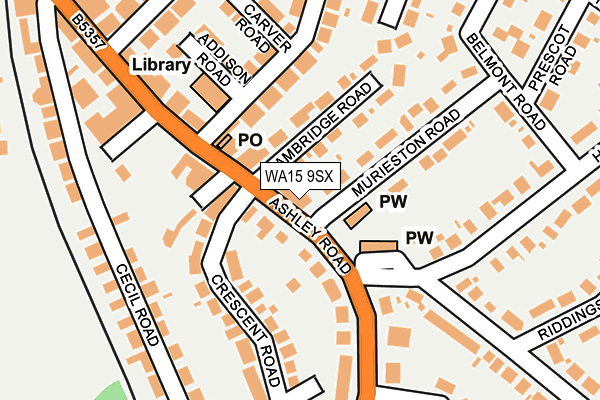 WA15 9SX map - OS OpenMap – Local (Ordnance Survey)