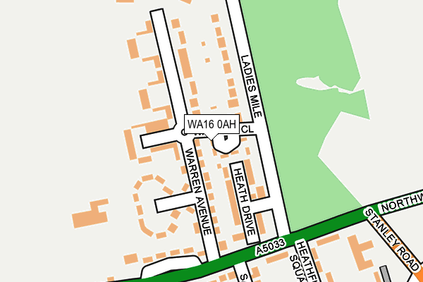 WA16 0AH map - OS OpenMap – Local (Ordnance Survey)