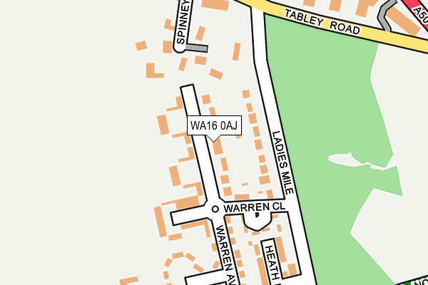 WA16 0AJ map - OS OpenMap – Local (Ordnance Survey)