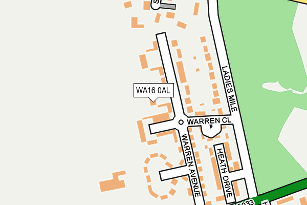WA16 0AL map - OS OpenMap – Local (Ordnance Survey)