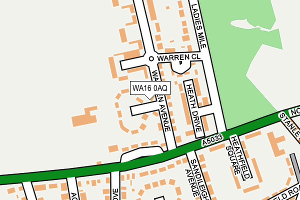 WA16 0AQ map - OS OpenMap – Local (Ordnance Survey)