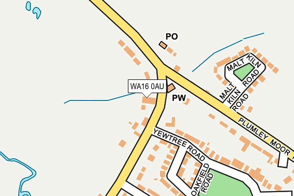 WA16 0AU map - OS OpenMap – Local (Ordnance Survey)