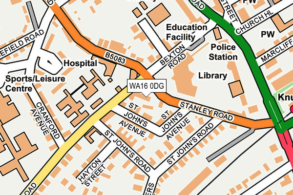 WA16 0DG map - OS OpenMap – Local (Ordnance Survey)
