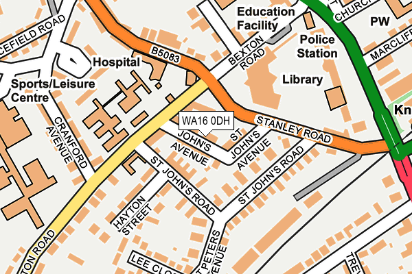 WA16 0DH map - OS OpenMap – Local (Ordnance Survey)