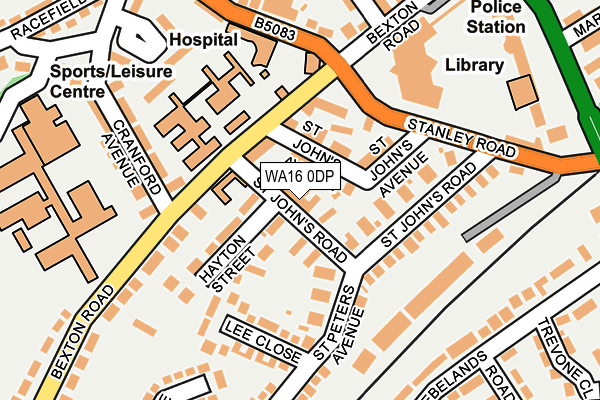 WA16 0DP map - OS OpenMap – Local (Ordnance Survey)