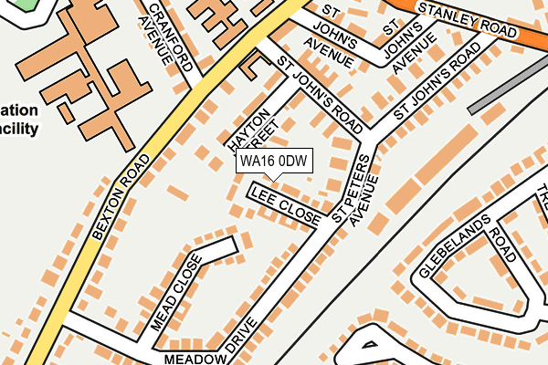 WA16 0DW map - OS OpenMap – Local (Ordnance Survey)