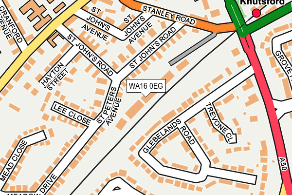 WA16 0EG map - OS OpenMap – Local (Ordnance Survey)