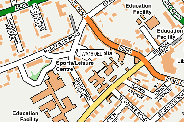 WA16 0EL map - OS OpenMap – Local (Ordnance Survey)