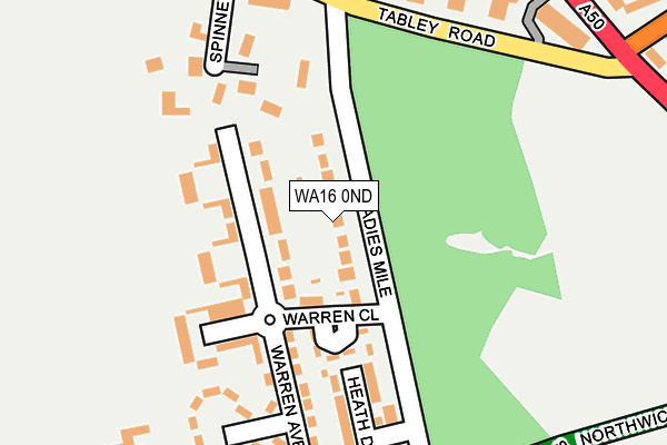 WA16 0ND map - OS OpenMap – Local (Ordnance Survey)