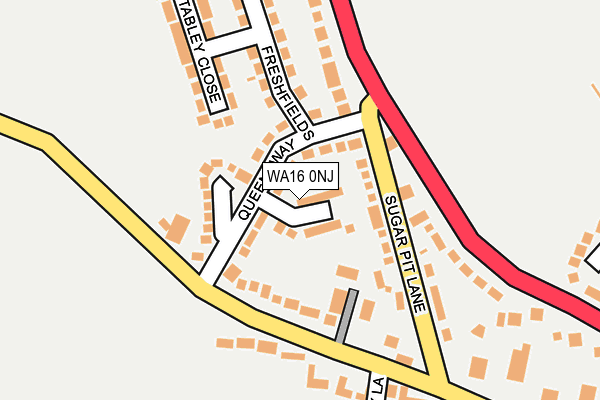 WA16 0NJ map - OS OpenMap – Local (Ordnance Survey)