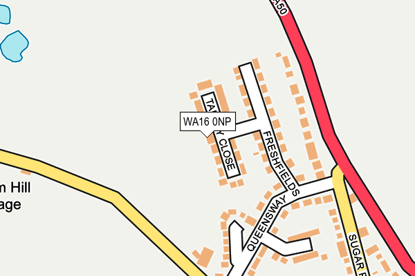 WA16 0NP map - OS OpenMap – Local (Ordnance Survey)