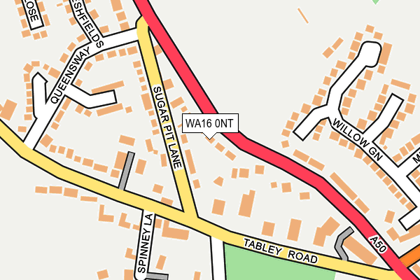 WA16 0NT map - OS OpenMap – Local (Ordnance Survey)