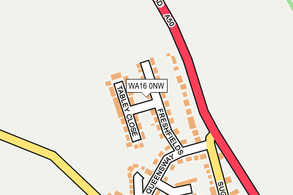 WA16 0NW map - OS OpenMap – Local (Ordnance Survey)